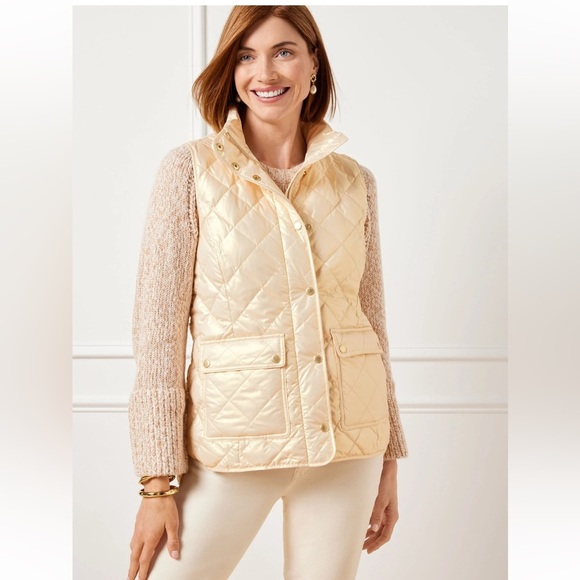 Talbots Jackets & Blazers - TALBOTS QUILTED DOWN PUFFER VEST  PEARLIZED CLOUD Outdoor Size Large